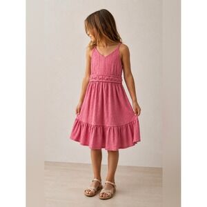Sugar & Jade Girls Large Pink Textured Tiered Dress‎